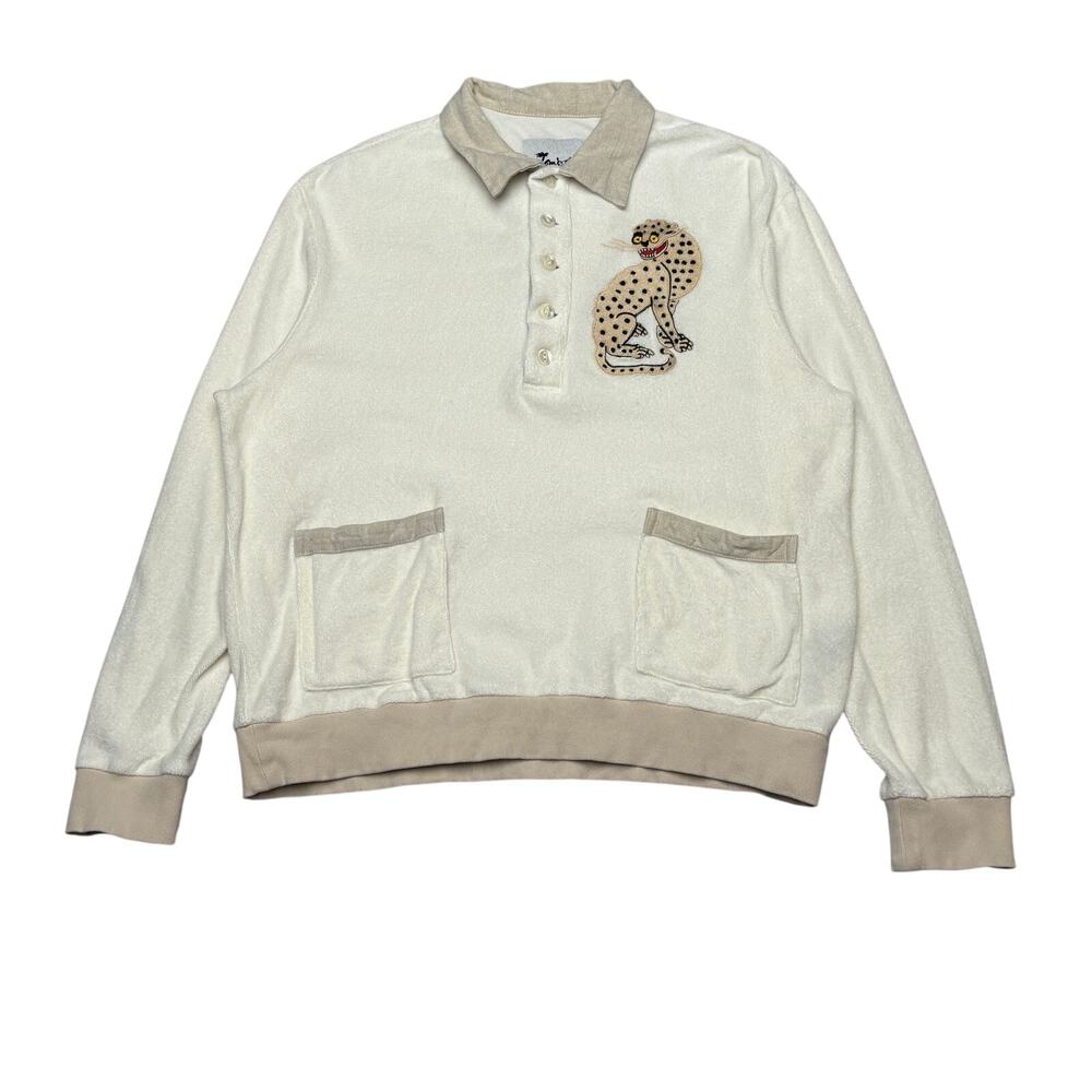 Tombolo Sun Leopard Cabana Long Sleeve Terry Polo Men's Medium ASO Jay-Z